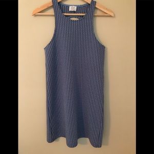 Zara white and blue knit open back dress